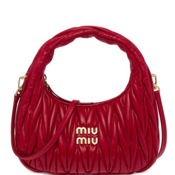 Miu Miu Wander Matelassé Nappa Leather Hobo Mini-bag - Picture 1 of 11